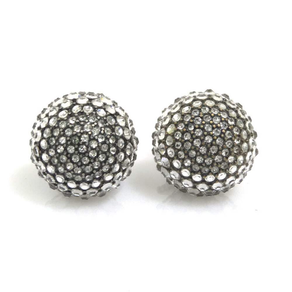 Christian Dior Tribal Earrings, Metal, Rhinestone, Silver, Women's, h32514i